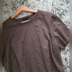 Lands' End Short Sleeve Sweater Womens 1x Brown Preppy Granola 90s Cotton